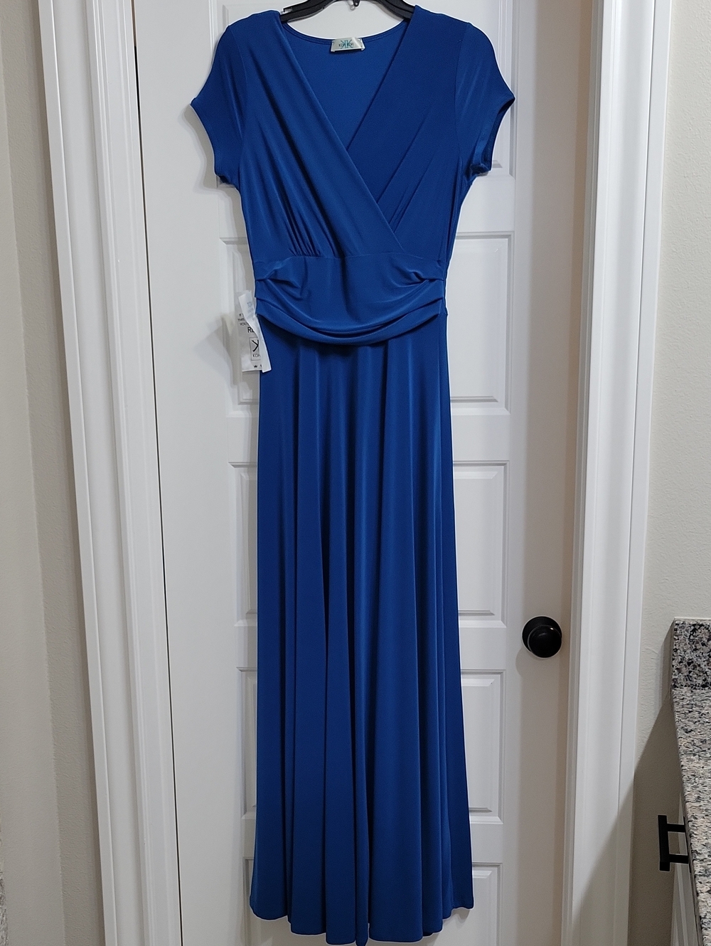 J Kara Royal Blue Faux-Wrap Maxi Dress